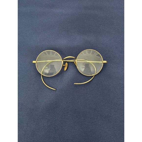 Vintage Eyeglasses Gold-Plated (?) Rim Great Grandfather's Signed Kuron RARE - Picture 1 of 4
